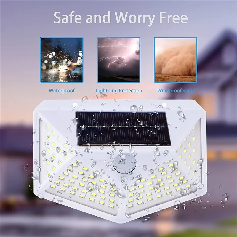 1/2/4 PCS Solar Light Outdoor 100 LED Wall Lamp PIR Motion Sensor Lamp Waterproof Lights for Garden Decoration Street Decoration