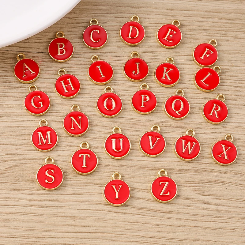 10 Stück 11x14mm Niedliche Emaille-Buchstabenanhänger A-Z für Schmuckherstellung, Ohrringe, Anhänger, Halsketten, DIY-Bastelbedarf – Detail 29