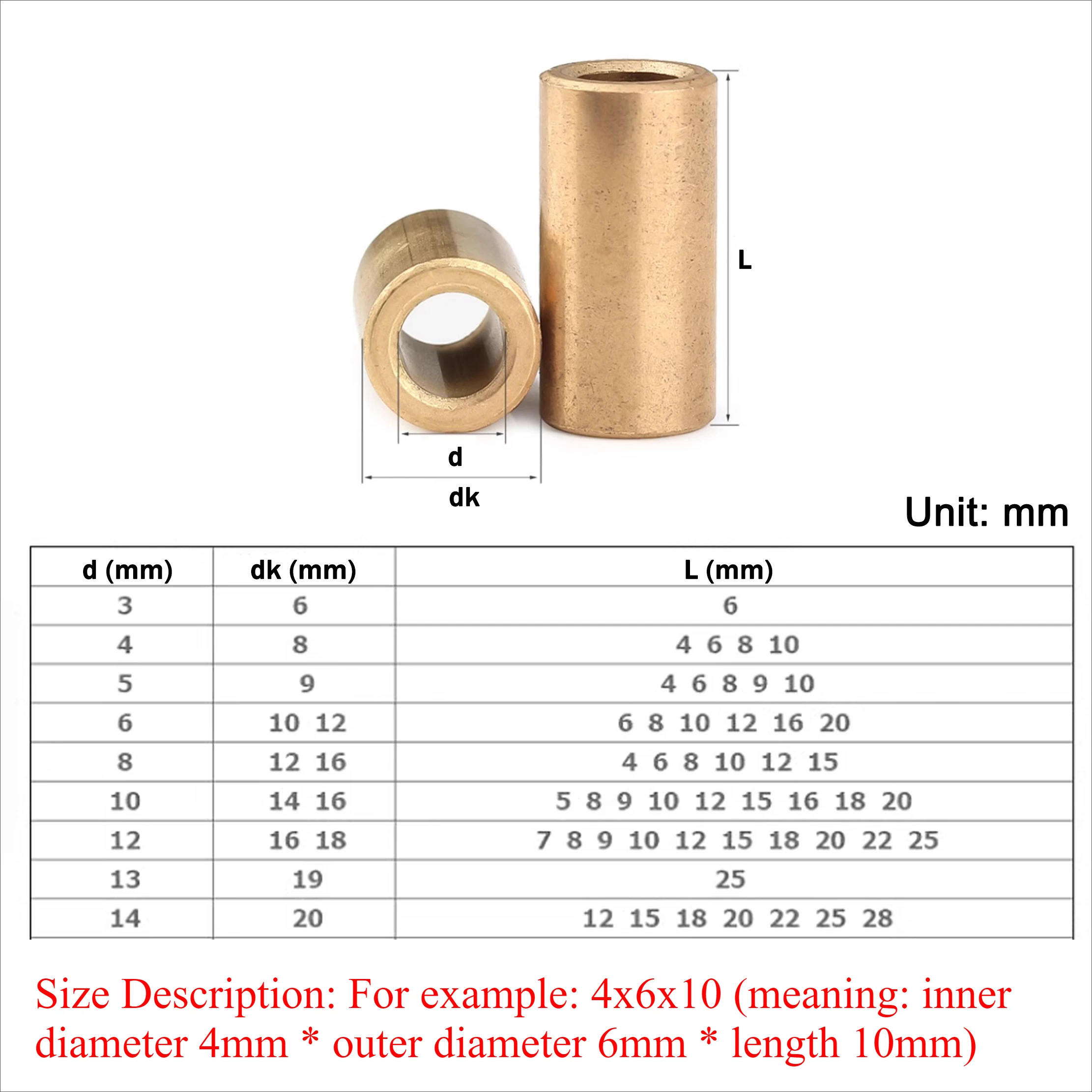 M3 M4 M5 M6 M8 M10 M12 M14 Brass Sleeve Bearing Sleeve Powder Metallurgy Oil Bearing Copper Sleeve