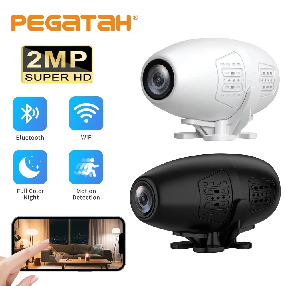 

PEGATAH Mini Camera 2MP Full HD WiFi Full-Color Night Vision Remote Motion Detection Monitoring Wireless Home Security Camera