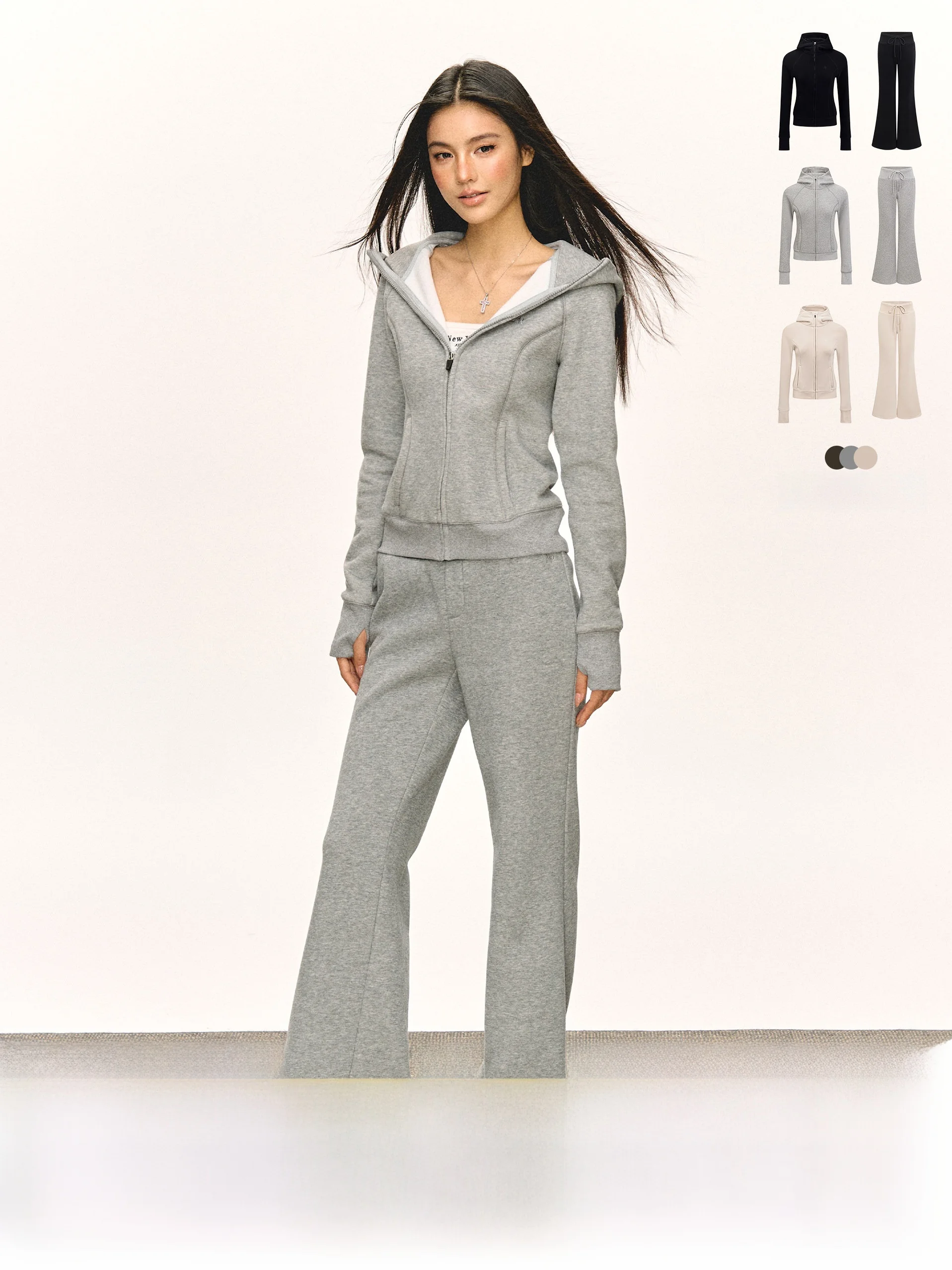 

Ariseism American Style Sportswear Hooded Zipper Open Cardigan Sweatshirt Pants Set Women's Slim Fit Two-Piece Autumn New Arr...