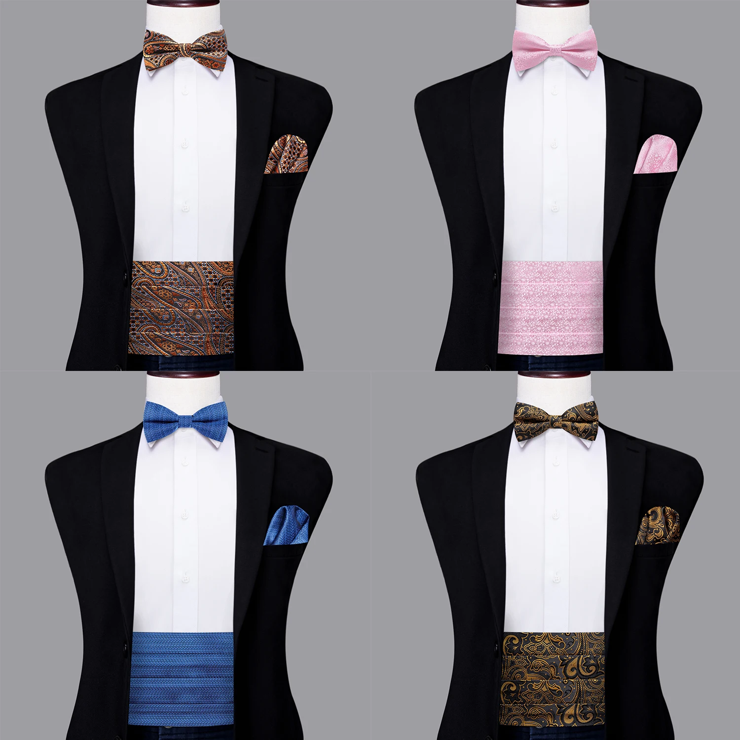 مرحبا التعادل رجل Cummerbunds خمر الجاكار الرسمي Pailey ربطة العنق المنديل أزرار أكمام Cummerbund حزام مشد للذكور حفلة موسيقية الزفاف