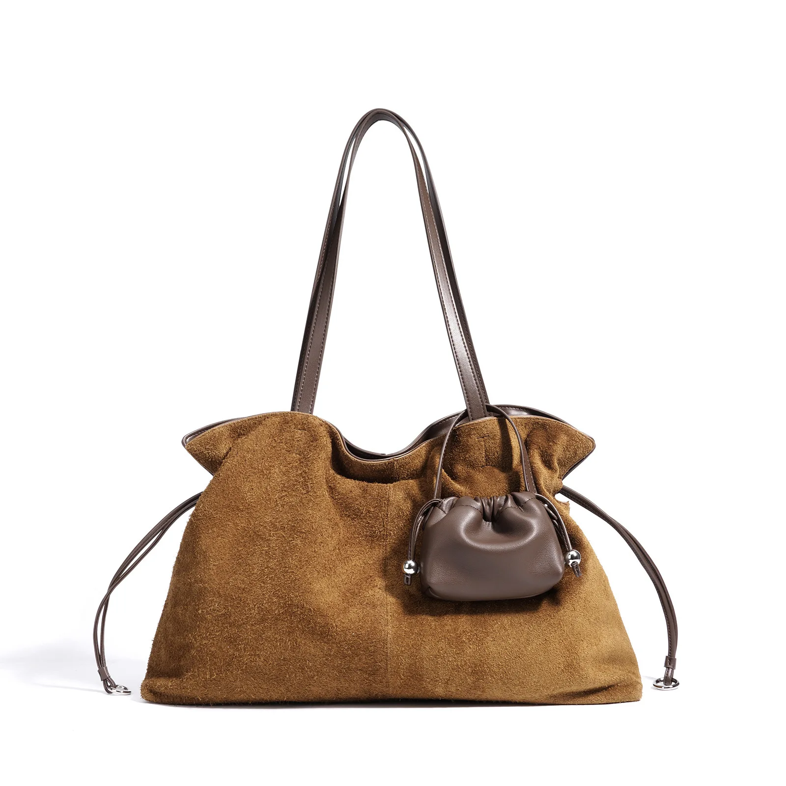 

Women's Top-Grain Suede Leather Tote Bag with Mini Coin Purse Large Capacity Soft Shoulder Handbag for Work & Casual Daily