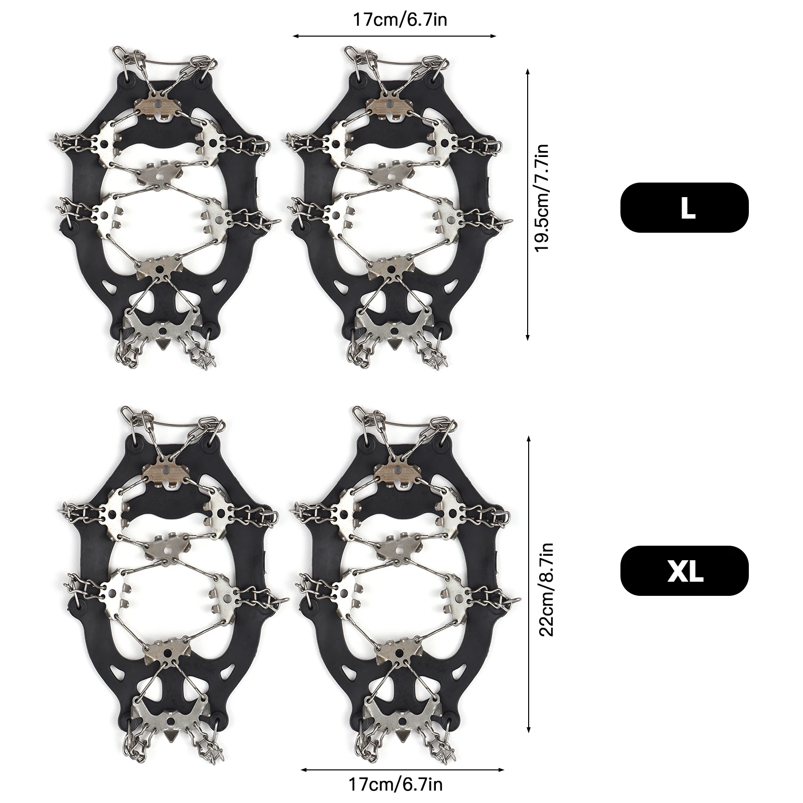 Ramponi a 32 denti potenziati punte in acciaio inossidabile addensato antiscivolo copriscarpe con artiglio di ghiaccio dispositivo antiscivolo da neve catena antiscivolo