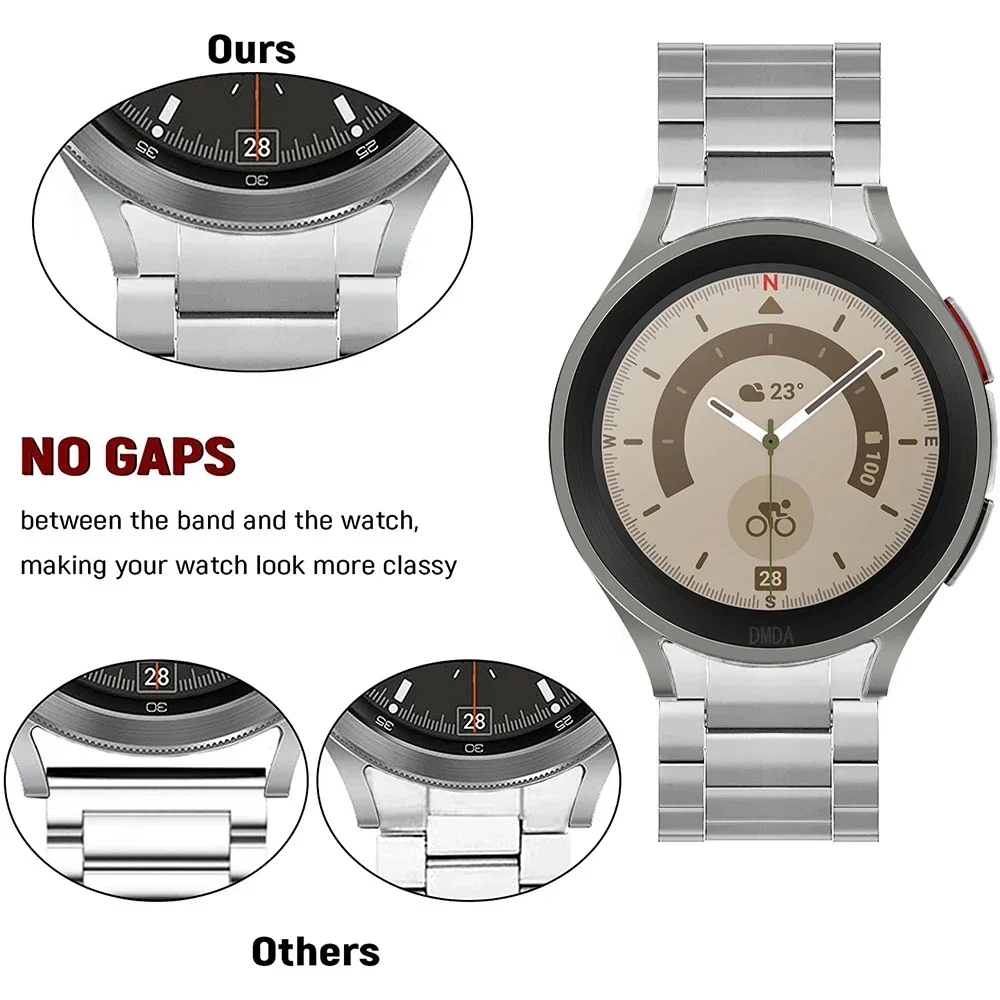 No Gaps Stainless Steel Strap For Samsung Galaxy Watch 7 6 5 Pro 40mm 44mm Bracelet Galaxy Watch 6 4 Classic 43 47mm Metal Band