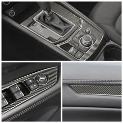 Carbon Fiber Stickers Gear Shift Panel Car Inner Decorative Cover Trim Strips Decal For Mazda CX-5 2017 Car Interior Accessories