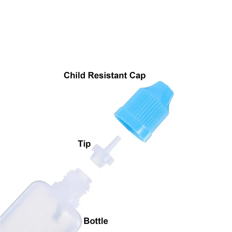 100 szt. pustych plastikowych butelek z zakraplaczem PE z długimi końcówkami 3ml-120ml Mini pojemniki podróżne na próbki do olejków rzemieślniczych DIY Glue