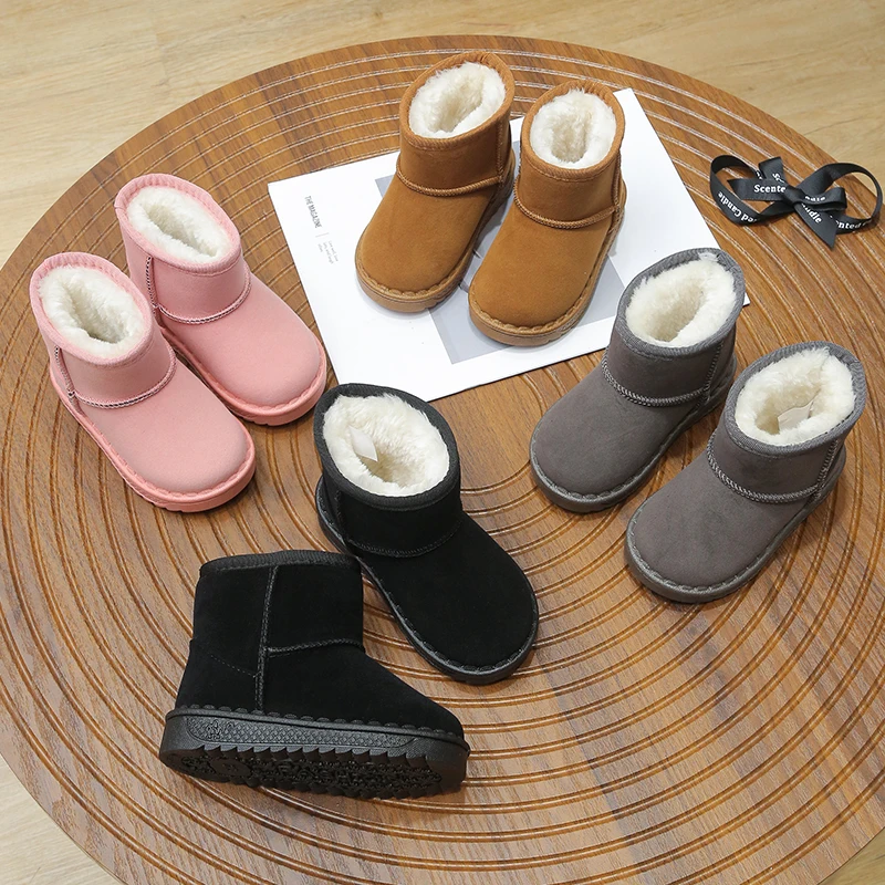 

Детская модная повседневная обувь, Нескользящие зимние ботинки для девочек, теплые детские ботинки, зимние хлопковые непромокаемые кроссовки для мальчиков на плоской подошве, кроссовки