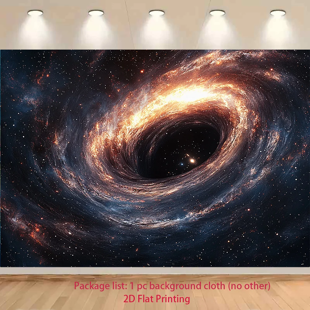 2D Flat, 1pc Black Hole Vortex Wall Tapestry - UV Printed 2D Flat Space-Themed Background Cloth with 3D Illusion Effect for Home