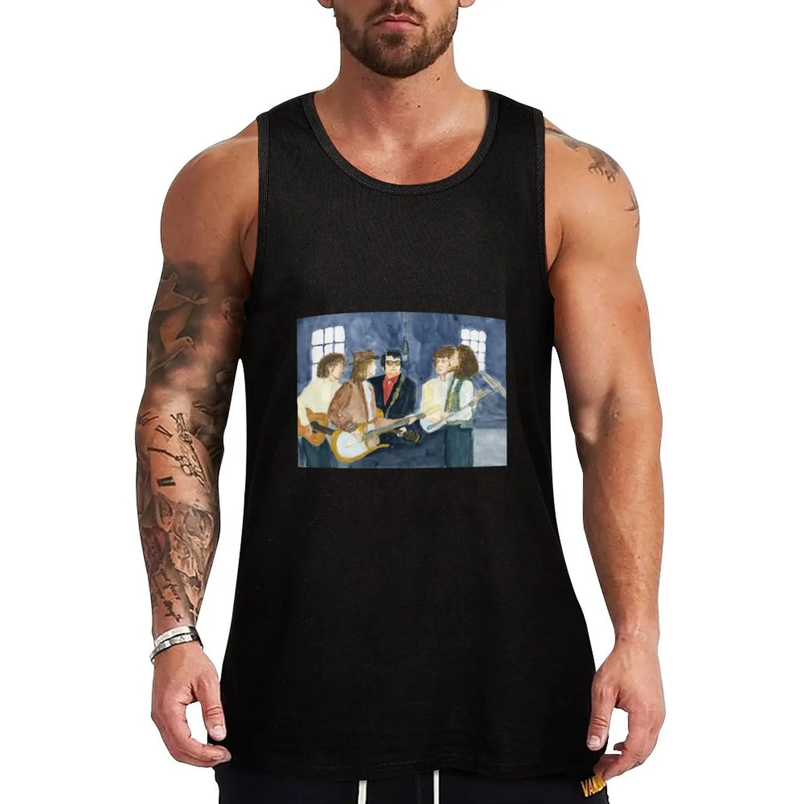 The Travelling Wilburys recording session Tank Top Vest male Short sleeve t-shirts for men