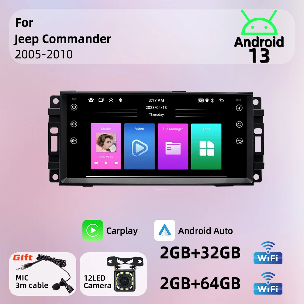 For Jeep Commander 2005-2010 Carplay Radio Stereo Head Unit 1 Din 7