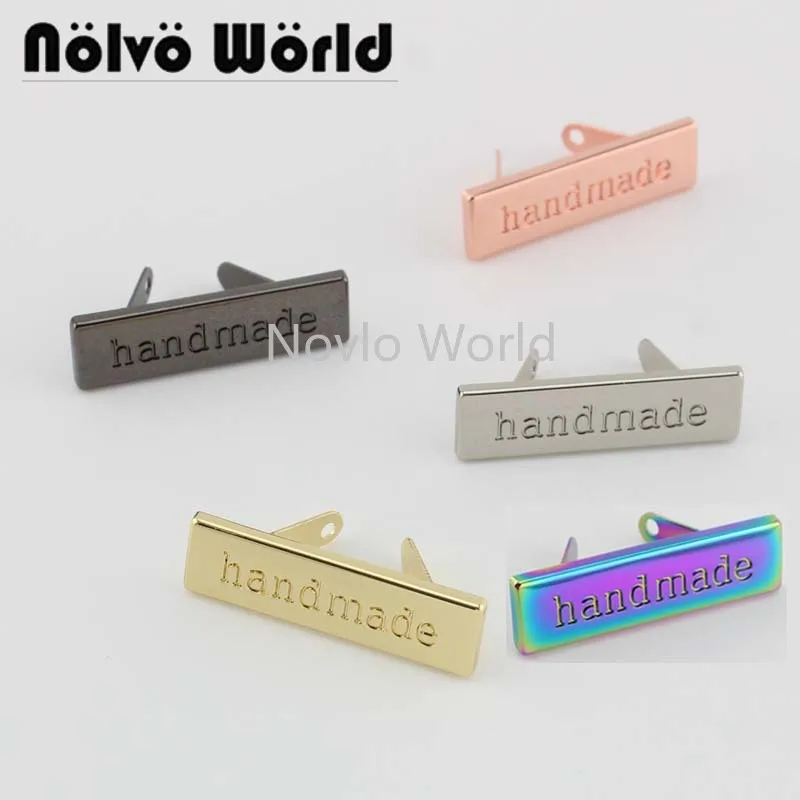 10-50 pieces,5 finish 36X10mm New Decorative Handmade Label For Women Handbag Sewing,Purse Hand made Metal Labels