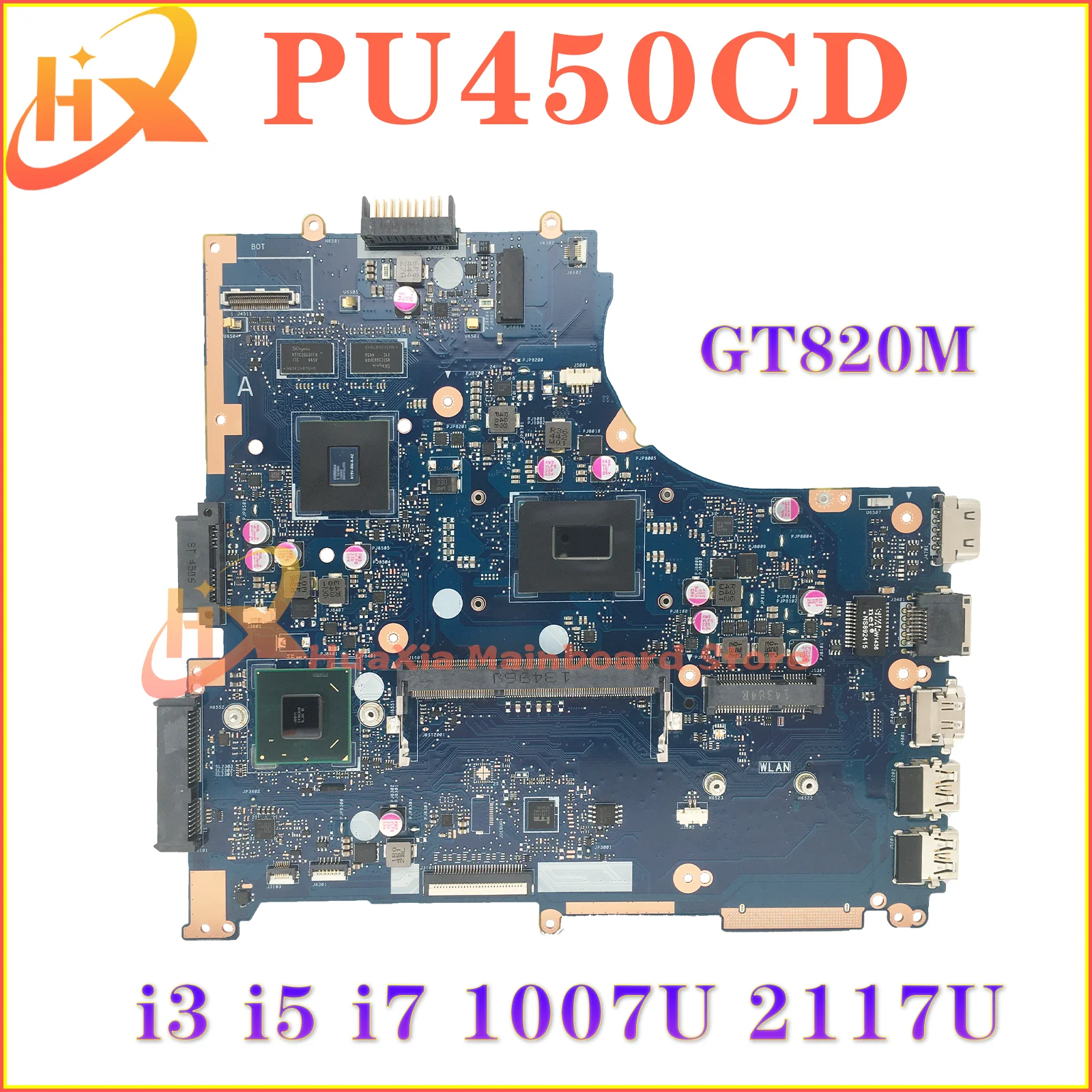 

KEFU Mainboard For ASUS PU450CD PU450C PU450 Laptop Motherboard 1007U/2117U i3 i5 i7 3th Gen GT820M