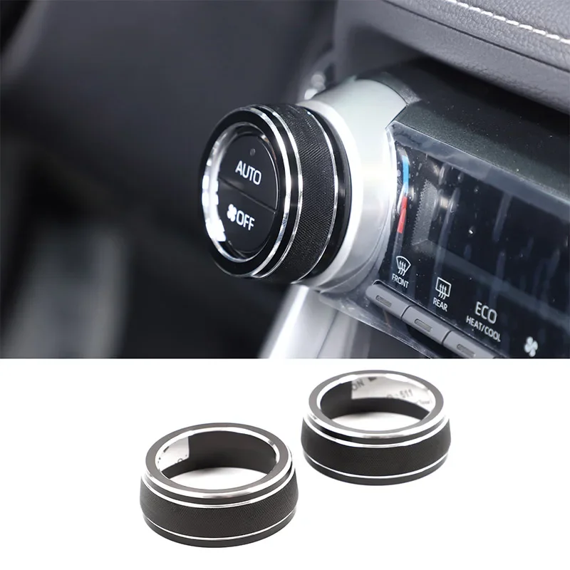 

For Toyota RAV4 2020+ Car Central Air Conditioning Knob Ring Aluminum Alloy Black Interior Accessories