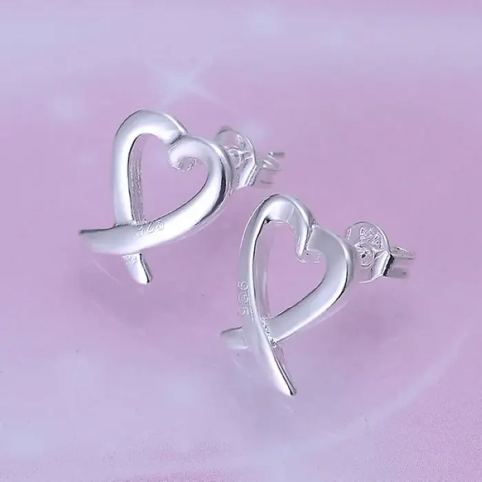 

Stud Cross Heart Lovely Nice Valentine Gift Fashion Silver Color Party Earring Jewelry Free Shipping Factory Price