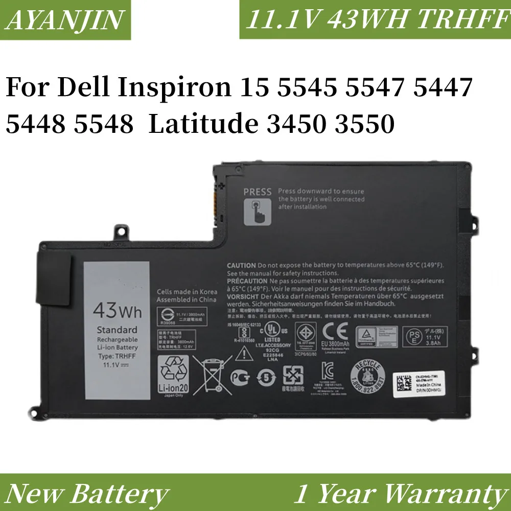 

11.1V 43Wh TRHFF Battery For Dell Inspiron 5547 5545 5548 5447 5445 5448 14-5447 15-5547 3450 3550 1V2F6 01V2F