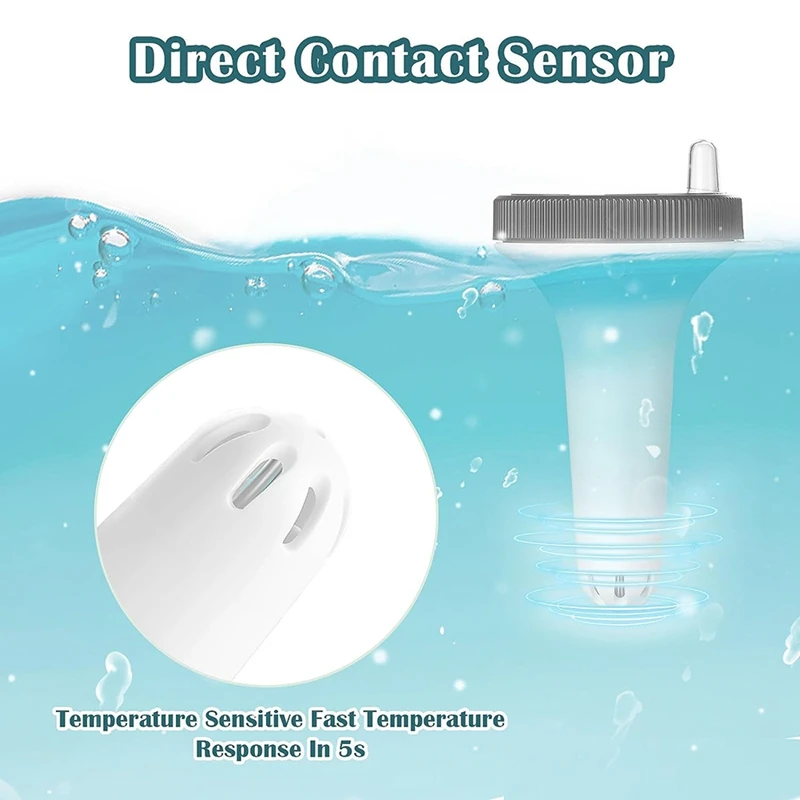 Wireless Pool Thermometer Floating Easy Read Digital Pool Thermometer Waterproof For Swimming Pools, Aquariums