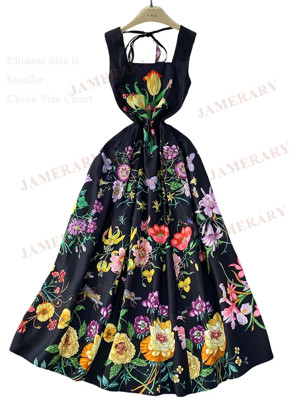 Abito lungo floreale estivo da donna gilet senza maniche stampa casual elegante dolce abiti longuette Lady Bohemian Holiday Beach Vestidos