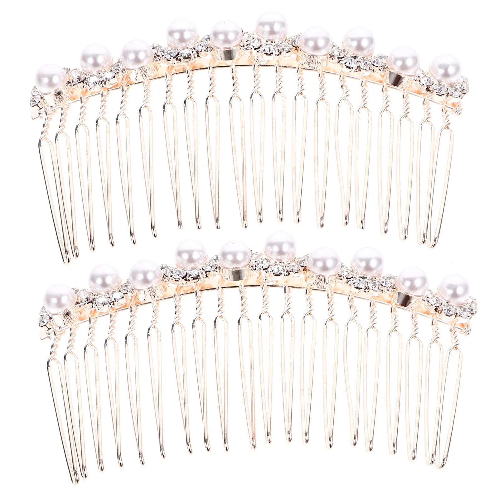 

2Pcs Pearl Combs Elegant Rhinestone Alloy Bride Wedding Prom Pearl Hair Accessories Side Decorative Accessories for Women