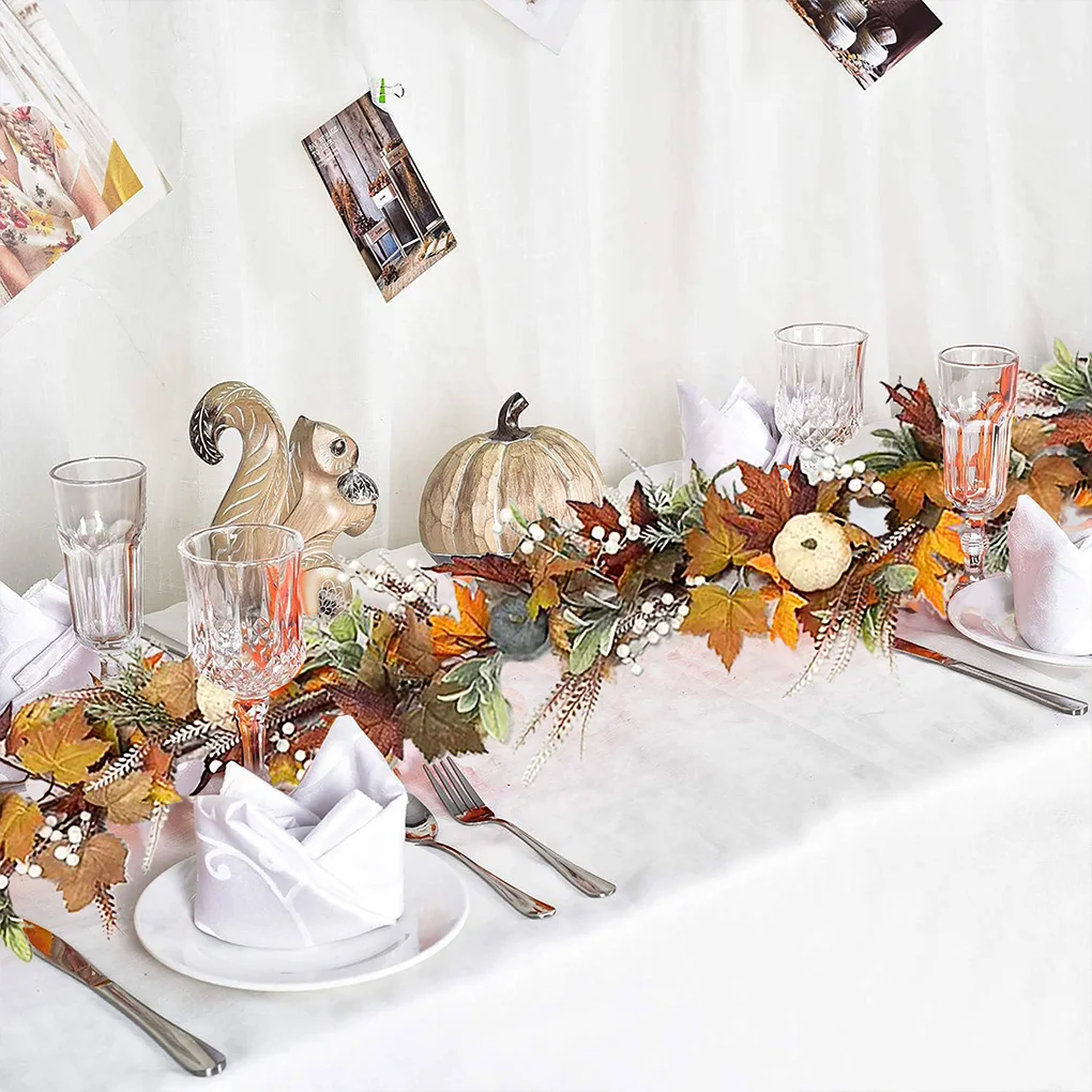 

Потрясающий осенний комплект гирлянд для внутреннего или наружного украшения из искусственных цветов и растений, рождественские венки