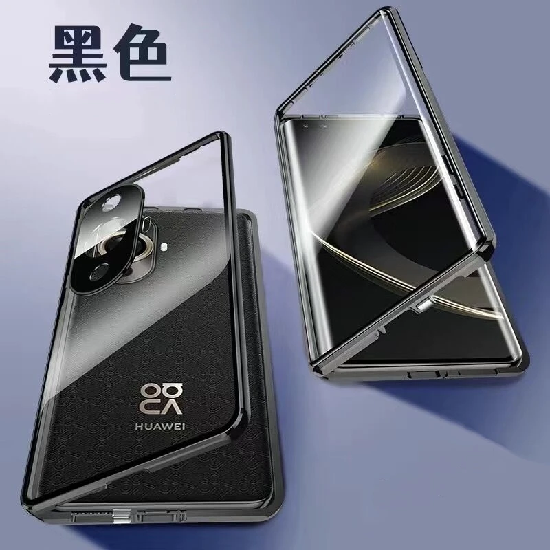 360 Full Case For Huawei Nova 11 10 SE 9 12 Pro Double Sided Magnetic Adsorption Metal Capa Tempering Glass Clear Phone Cover