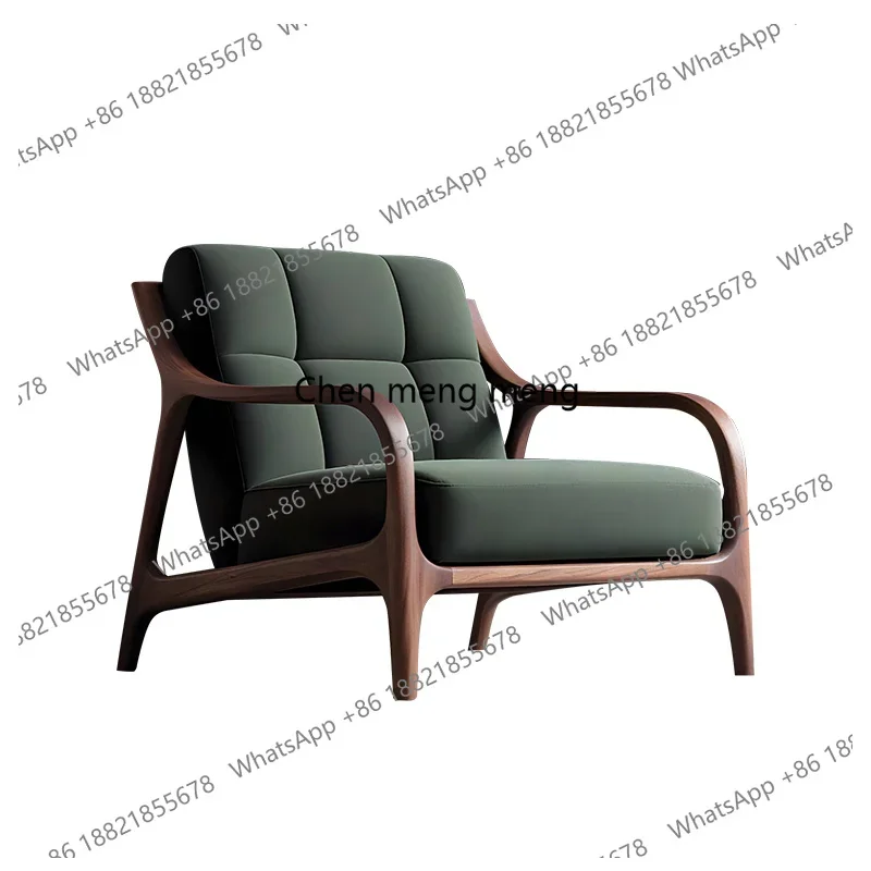 

New Chinese Solid Wood Sofa Leisure Chair Negotiation Chair Living Room Single Back Chair Black Walnut