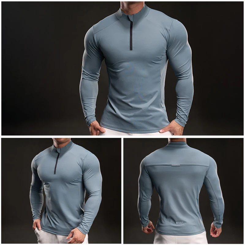

Быстросохнущая дышащая универсальная футболка с длинным рукавом для мужчин, однотонная, стильная, удобная, модная спортивная футболка для бега.