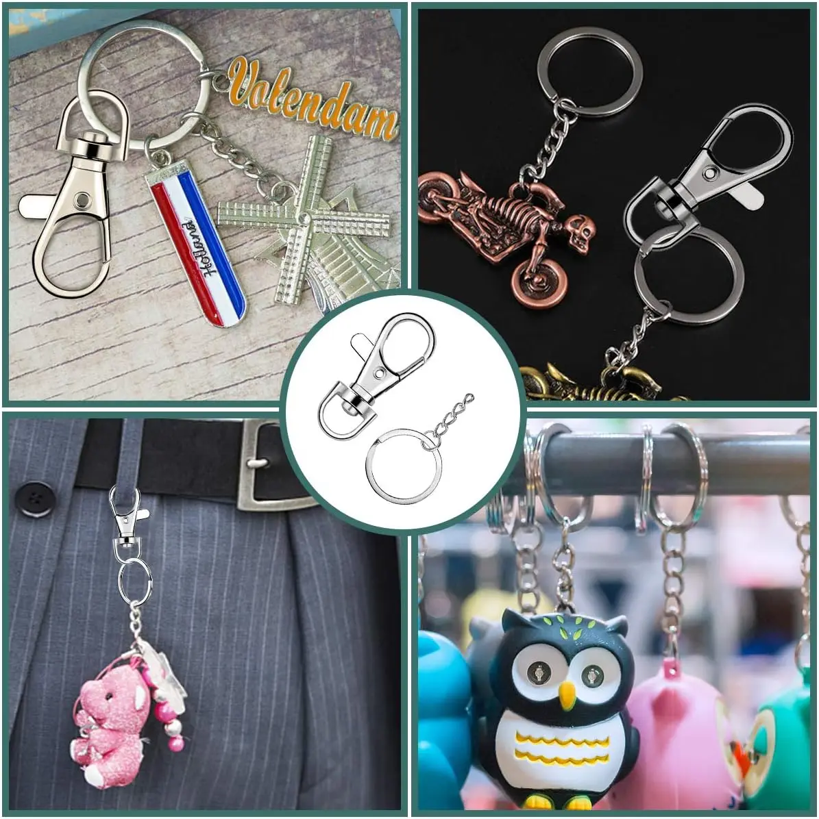 Rotating Spring Hook Set for Keychains and DIY Crafts