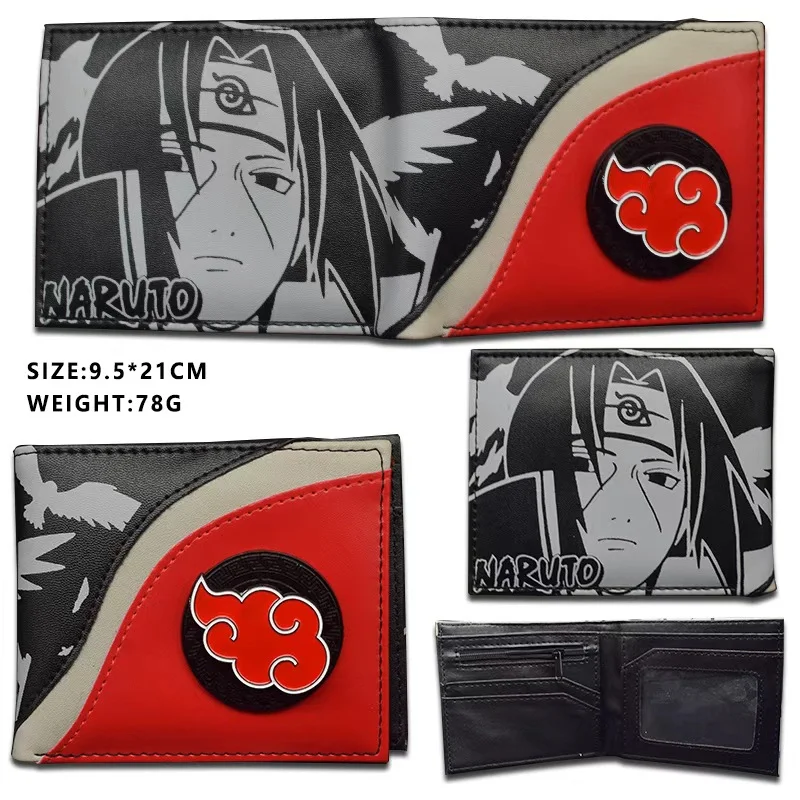 Cartera de One Piece Luffy, Monedero de Cuero con Logotipo Metálico Giratorio de Demon Slayer Tanjiro, Porta Tarjetas, Regalo Perfecto para Fans del Anime