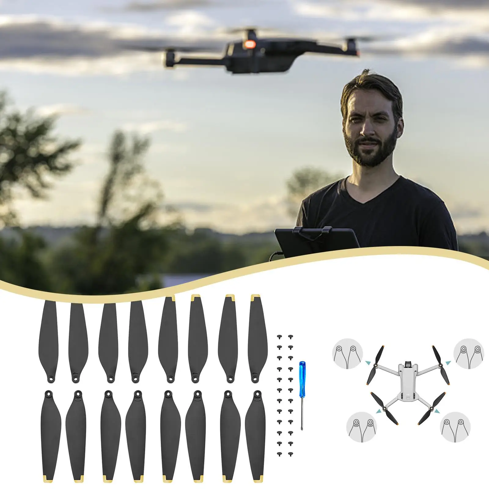 1/2/4 Pair 3 Propeller Drone Props Replacement For DJI Mini 3 Pro Drone Light Weight Wing Fans With Screw Accessories Hot