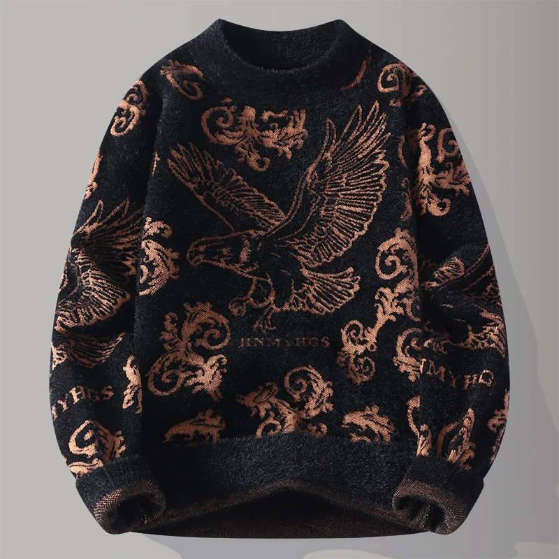 

Trendy Men's Knitted Sweater Autumn Winter Thi Warm round Ne Loose Fit Pullover School Wear Polyester Long Sve Ciwalk