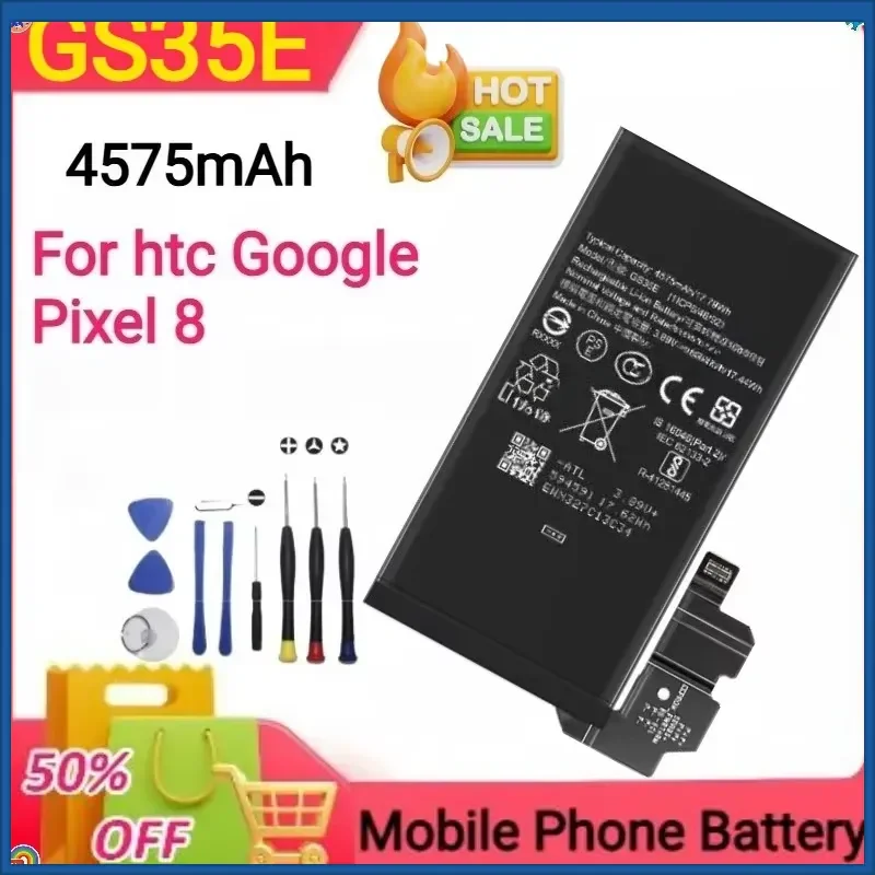 4575mAh GS35E 5050mAh GUKD8 5050mAh for Htc for Google Pixel 8 GUKD8 for Google Pixel 8 Pro Mobile Phone Batteries +Tools