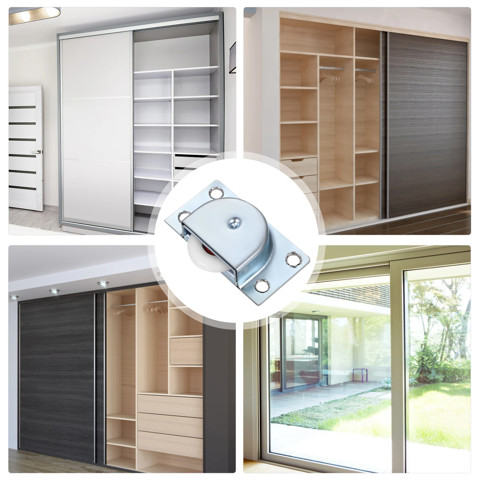 

6pcs Stainless Steel Sliding Door Wheel Barn Wheels Smooth Roller Window Closet Guide Pulleys Adjustable Height Door Accessories