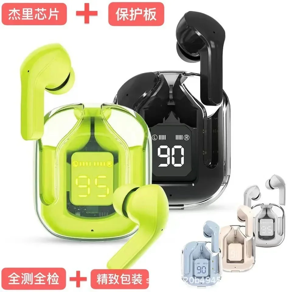 outdoor Transparent Compartment Wireless In-Ear Bluetooth Noise-Canceling Digital Display Sports Headphones