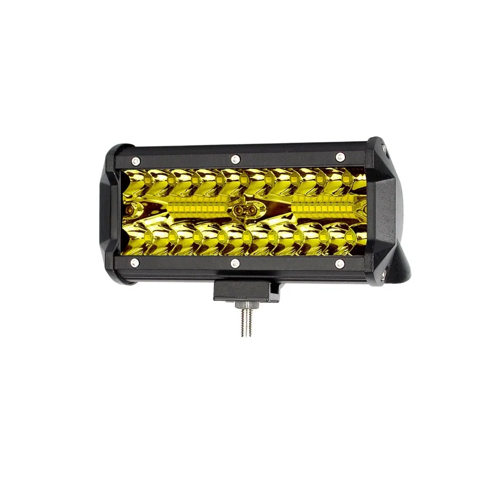 

7 Inch 120W New Yellow Work Lights Light Bar Three Rows of Long Bar Lights Retro Fit Off-Road Lights Dome Light Working Fog Lamp