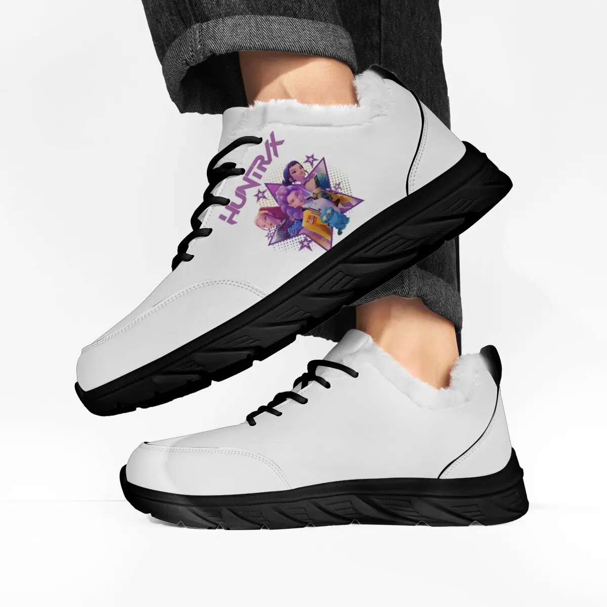 KPOP Animation Virtual Girl Group Witch Hunter Features Custom-made Casual Couple Lace-up Flat Sneakers with Fashionable Prints - Image 5
