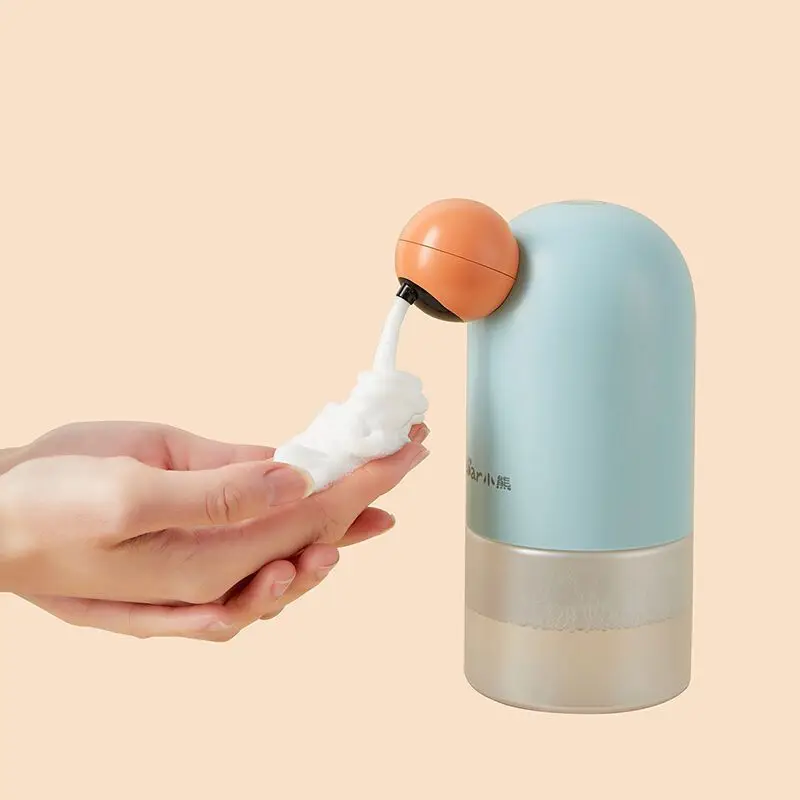 หมีเซนเซอร์อัตโนมัติสำหรับเจลทำความสะอาดมือสมาร์ทโฟมเครื่องซักผ้าโทรศัพท์มือถือเครื่องจ่ายสบู่เหลวในครัวเรือนใหม่ที่น่ารักสำหรับเด็กบ้าน