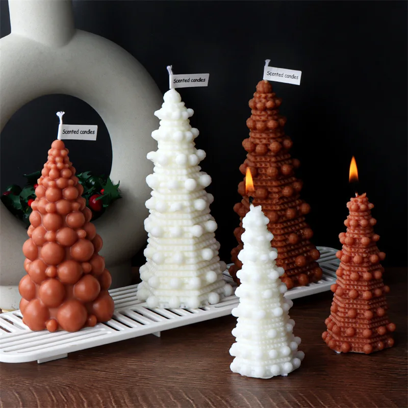 10-25cm 3D DIY Christmas Tree Candle Silicone Mold Christmas Gift Christmas Tree Resin Gypsum Silicone Mold Christmas Decoration