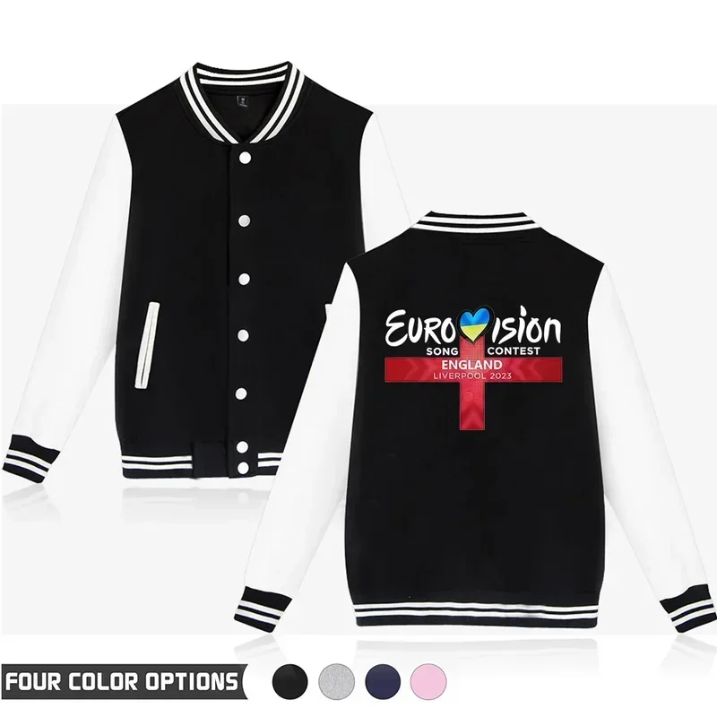 

Eurovision Merch V-neck Baseball Jacket Famale/male Winter Harajuku Streetwear Outerwear Coat