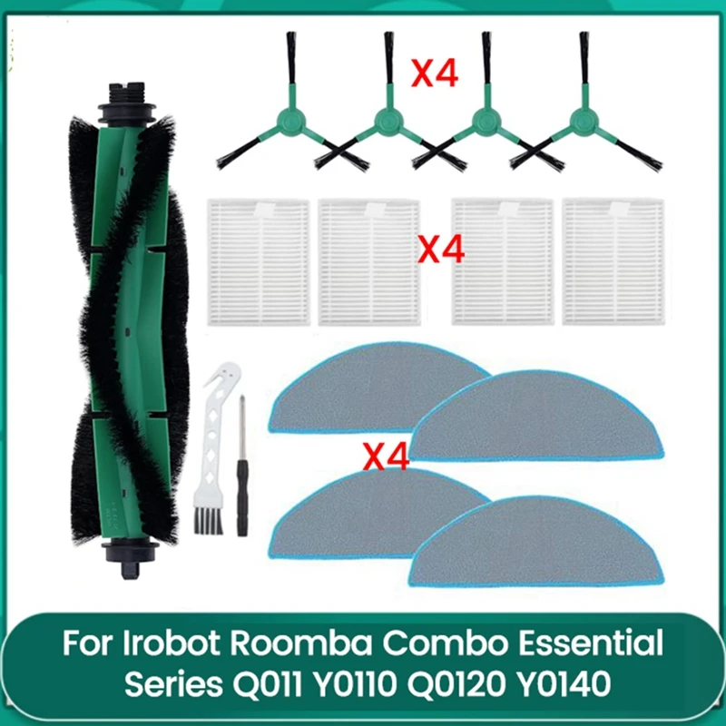 

ABCA-основная боковая щетка с фильтром, накладка для швабры для Irobot Combo Essential Series Y0140 Y0110 Y0112, комплект аксессуаров для робота-пылесоса