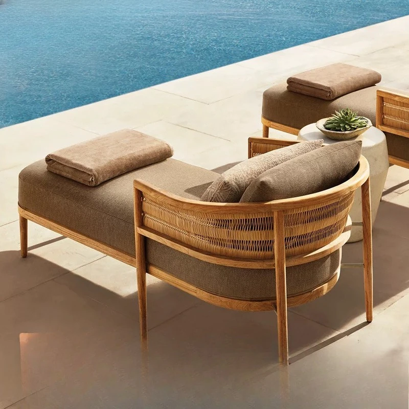 

Outdoor teak sofa combination outdoor courtyard balcony outdoor solid wood sofa