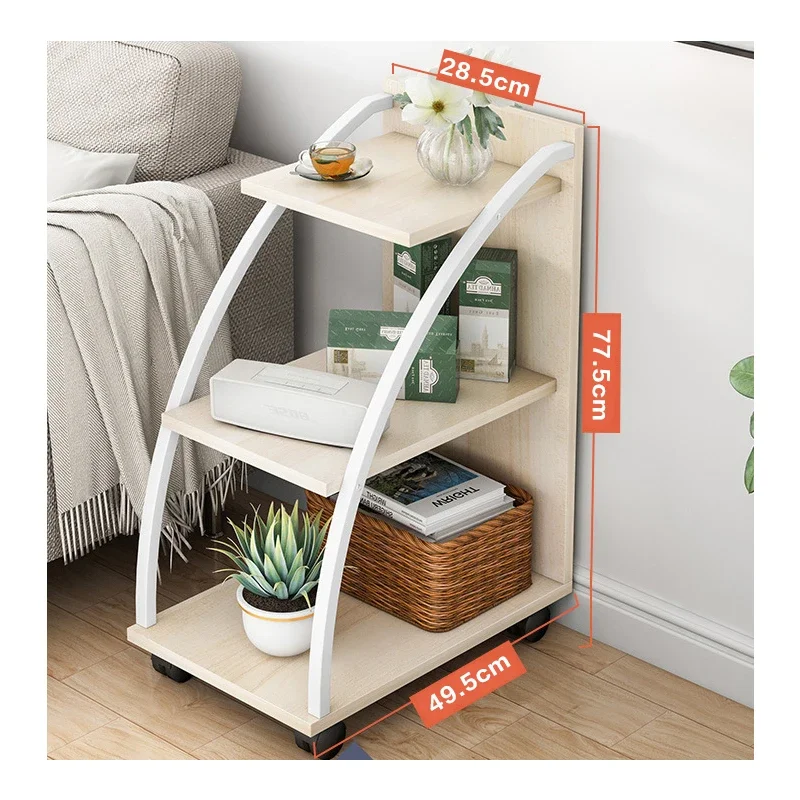 Quality Assurance Steel 4-Tier Bathroom Multifunctional Side Table Wood With Rolling Wheels