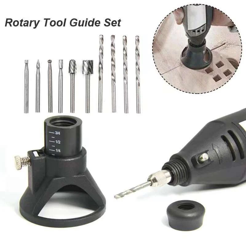 

Rotary Router Milling Cutter Guide Attachment Twist Drill Bit Wood Carving Tool Kit Dedicated Locator Woodwork Tool for Dremel