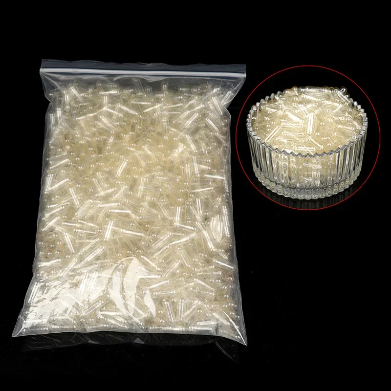 

1000PCS/Bag Standard Size 0#Empty Capsules Gelatin Clear Capsules Hollow Hard Gelatin Transparent Seperated Joined Capsules