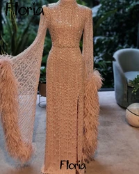 Robe de Rhformelle perlée avec paillettes champagne, robe de luxe du Moyen-Orient, grande taille, fête de mariage, Dubaï, rapCitroParty, quoi que ce soit