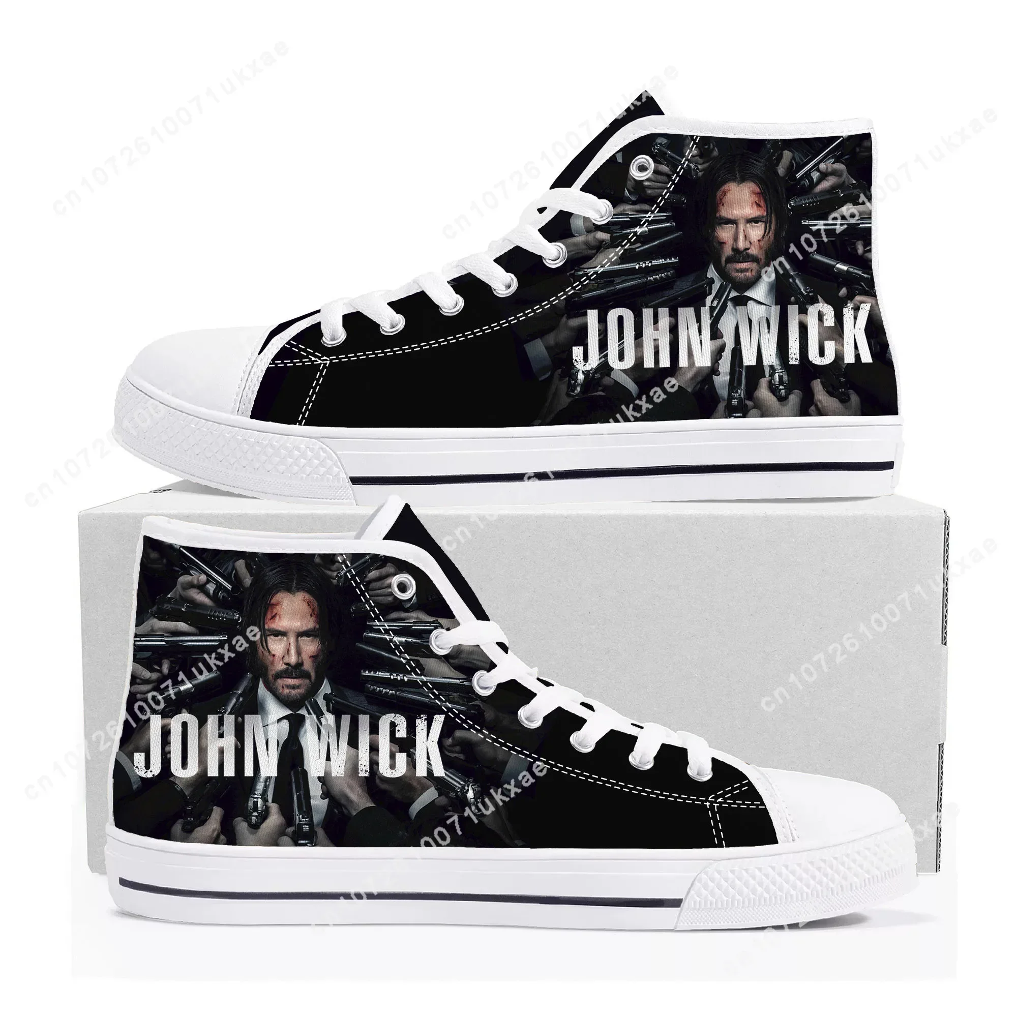 John Wick Keanu Reeves High Top Sneakers Mens Womens Teenager Canvas Sneaker Casual Custom Made Shoes Customize DIY Shoe