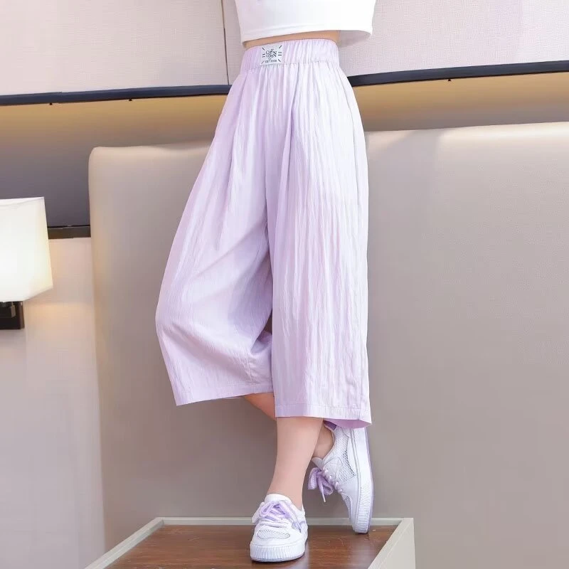 

Girls' Sweet Color Wide Leg Pants for Children's Summer Thin Anti-mosquito Pants Kids Clothing To Wear Outside