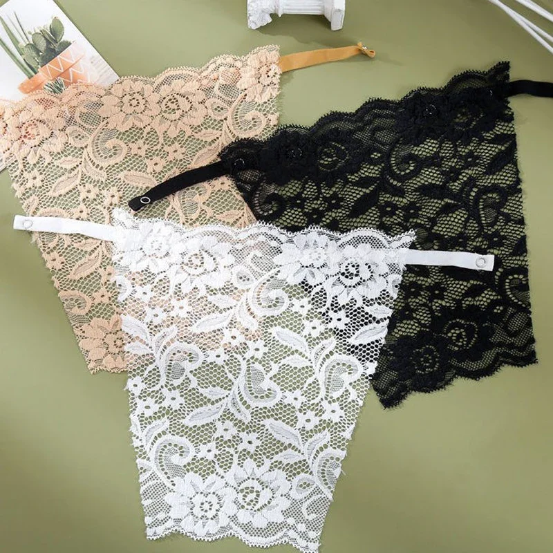 

Cleavage Cover Up Cloth for Women Tops Camisole Bra Insert Wrapped Chest Decoration Lace Transparent Tube Top