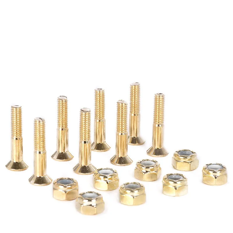 8pcs 25mm 29mm Gold Hard Ware Fishboard Bolts Skateboard Parts Iron 29mm Hard Ware Flat head hexagonal socket