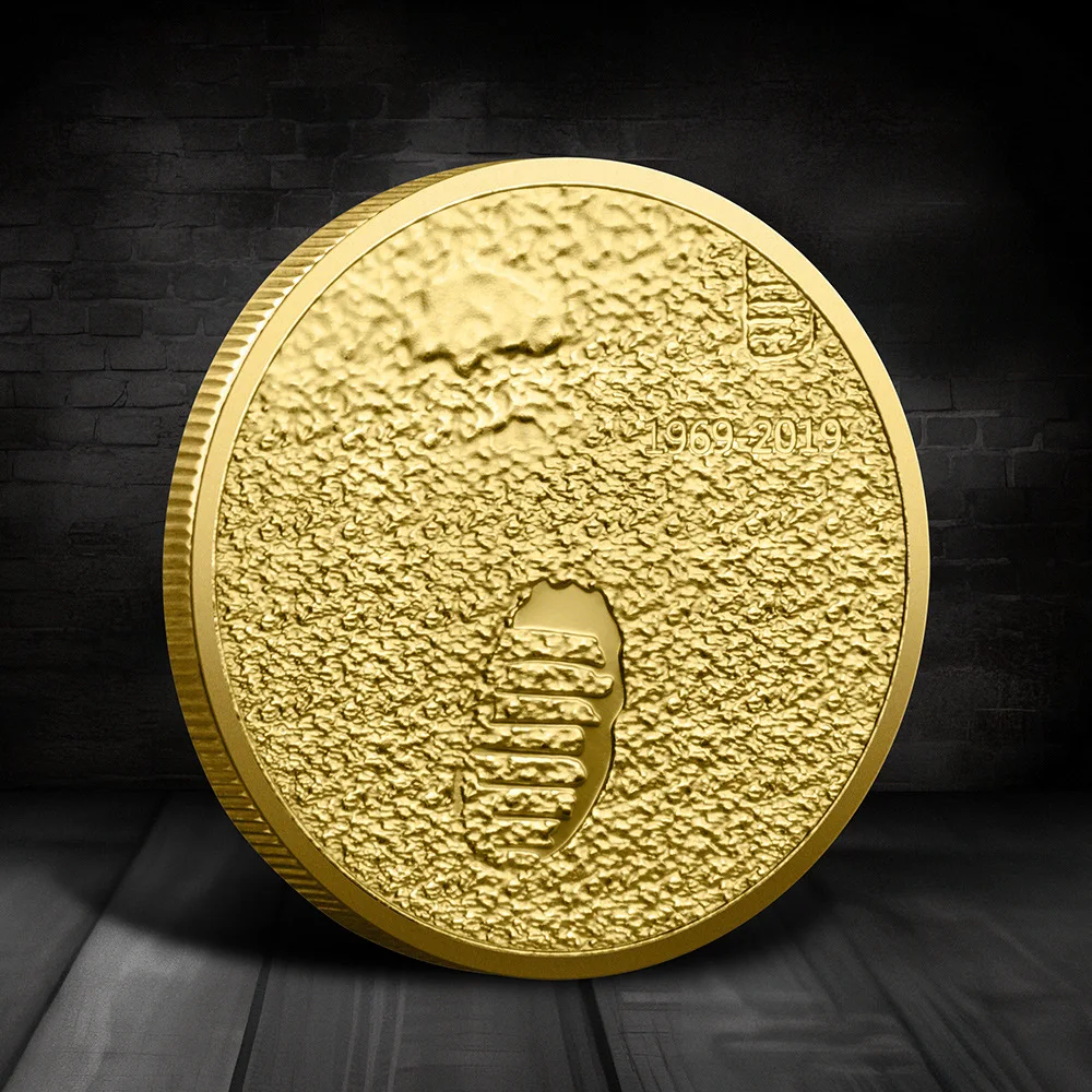 الذكرى الخمسين للذكرى الخمسين للولايات المتحدة لهبوط القمر تذكارية للعملات المعدنية المطلية بالذهب مجموعة هدايا تذكارية #4